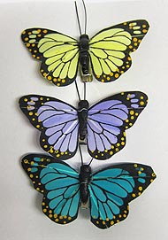 Schmetterling Set 3 Stück gelb+lila+türkis 7x5cm